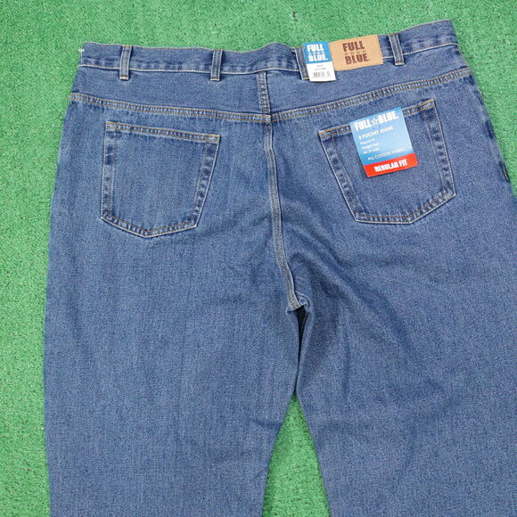 NWT FULL BLUE REGULAR FIT DENIM BLUE JEANS MENS SIZE 44X40 NEW! - Picture 5 of 8
